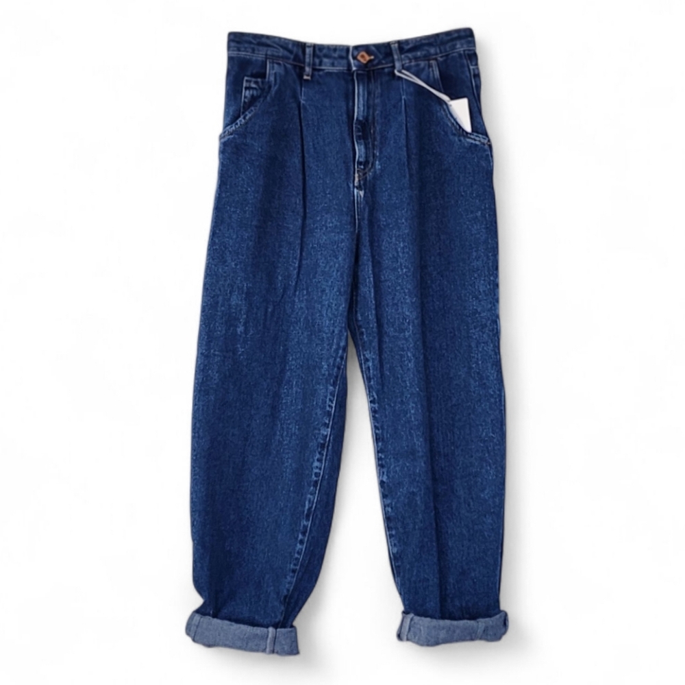Zara Blue Denim Jeans Pleated Women's Size 4 NEW